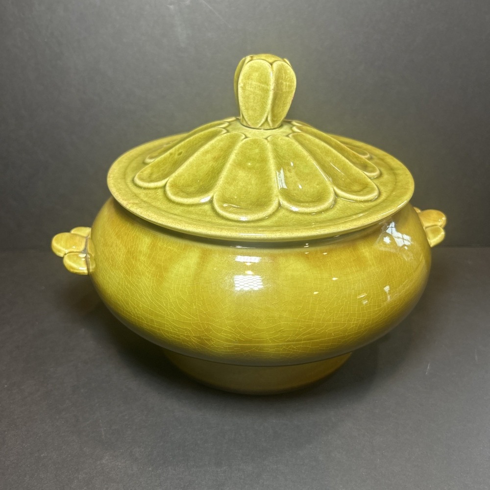 Vintage USA Pottery‎ 620 Casserole w/ Lid, Avocado Tureen Compote Bowl Dish